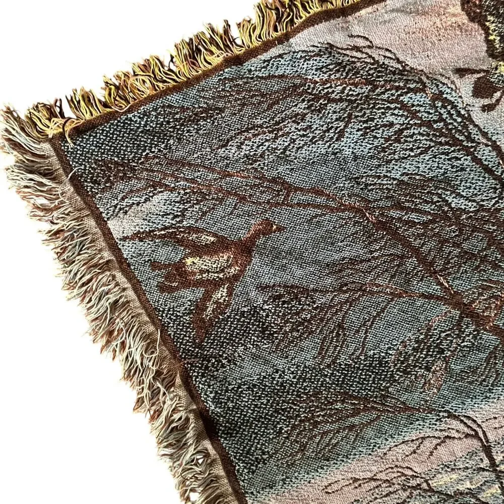 Vintage Terry Redlin jacquard tapestry throw blanket Beacon flying ducks